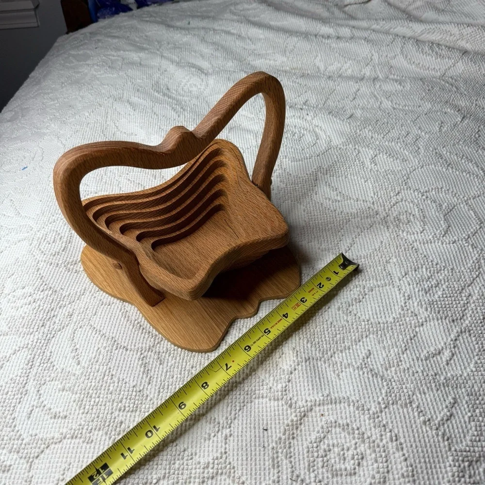 Vintage Butterfly Collapsible Wooden Basket Folding Trivet Handcrafted Wood‎